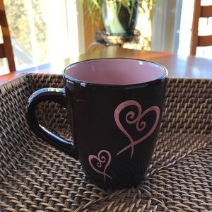 Chocolate and Pink Mug Coffee or Tea Hearts Two Mulberry He Collection